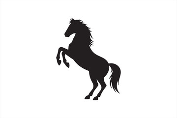Bold Black & White Rearing Horse Silhouette - Symbol of Power and Grace