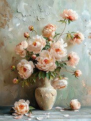 A beautiful arrangement of blooming peony flowers in a vase.