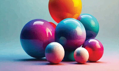 Modern 3D Gradient Spheres & Abstract Elements Vector