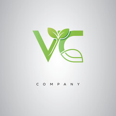 VC Natural Leaf Monogram Logo – Elegant Eco-Friendly Initial Design for Creative Branding & Organic Businesses