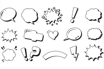 Creative Black & White Hand-Drawn Speech Bubbles - 15 Minimalist Dialogue Icons
