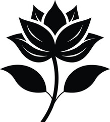 Elegant Black and White Floral Design Stylized Flower Illustration