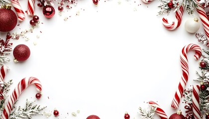 Festive candy cane frame with classic red and white stripes.