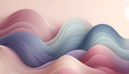 Minimal pastel gradient wash featuring dusty purple, muted rose, and powder blue with abstract smooth curves and elegant waves for romantic and baby birthday design