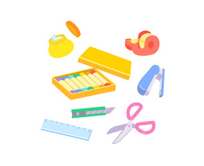 知育遊び＿工作のイラスト