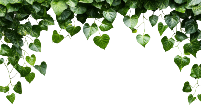 Green Leaves Border – Natural Foliage Frame, Botanical Plant Garland, Fresh Leaf Decoration for Eco and Organic Design