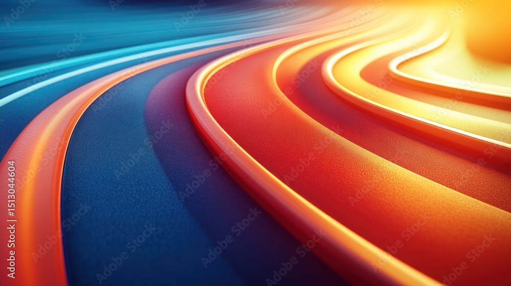Poster abstract colorful curves, dynamic motion, glowing light, background design, possible use in digital 