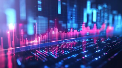 Fototapeta premium Abstract data visualization, dynamic chart display, technology background. Possible Use Stock photo