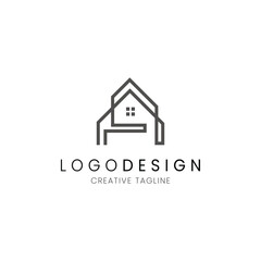 Minimalist letter A house logo in line style for real estate, property and architecture