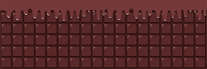 Rich Chocolate Ice Cream and Cookie and Cream Ice Cream Melted on Chocolate Bar Background Vector Illustration
