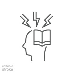 Student Stress Icon Editable Stroke Abstract Concept of Academic Pressure and Mental Health Issues in School and Education Settings