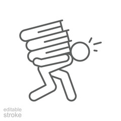 Education Stress Icon with Editable Stroke Thin Line Illustration of Academic Pressure School Challenges and Mental Health Awareness