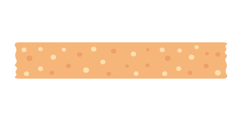 Vector illustration of an orange decorative ribbon with multicolor polka dot pattern, isolated on white background.