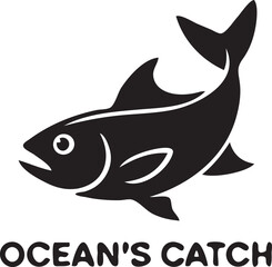  Ocean Fish Silhouette Vector Seafood Catch Icon Logo