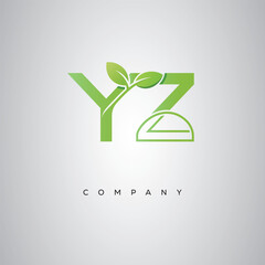 YZ Natural Leaf Monogram Logo – Elegant Eco-Friendly Initial Design for Creative Branding & Organic Businesses