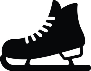 ice hockey skates silhouette vector illustration on transparent background