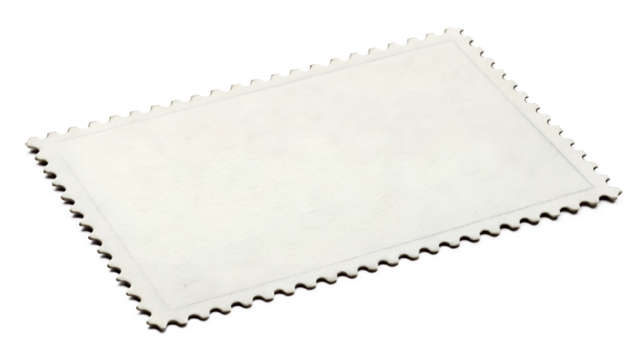 Blank vintage postage stamp mockup for design and branding isolated on transparent background