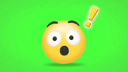Surprised emoji with wide eyes and open mouth on a vibrant green background with dynamic white streaks conveying a sense of shock and amazement - Powered by Adobe