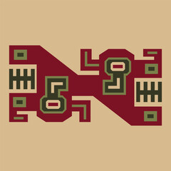 Geometrical South American design from ancient Peru. Wari or Huari culture. Indigenous Native American art.