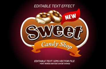Sweet Candy Editable Text Effect Logo or Label Vector Template