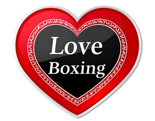 Red heart shape with black text