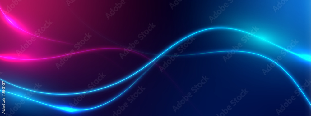 Poster abstract futuristic background with glowing neon wave and flowing gradient