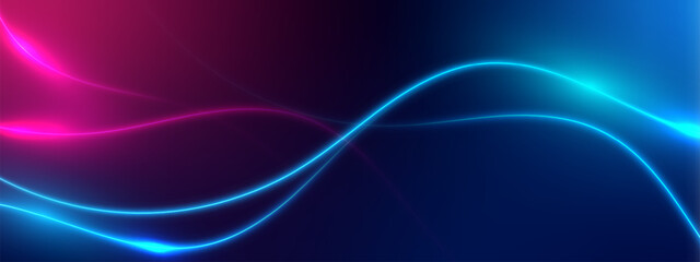 Abstract futuristic background with glowing neon wave and flowing gradient © kanpisut