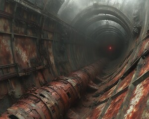 Abandoned, rusted tunnel