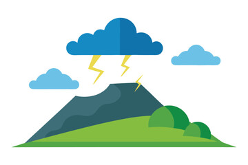 Hill with thunderstorm