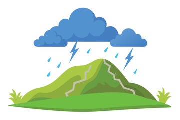 Hill with thunderstorm