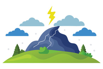 Hill with thunderstorm