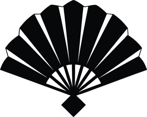 Hand fan silhouette vector illustration icon on transparent background