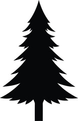 Obraz premium Christmas tree silhouette vector illustration icon on transparent background