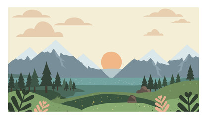 Obraz premium Diverse Landscape Illustrations-01