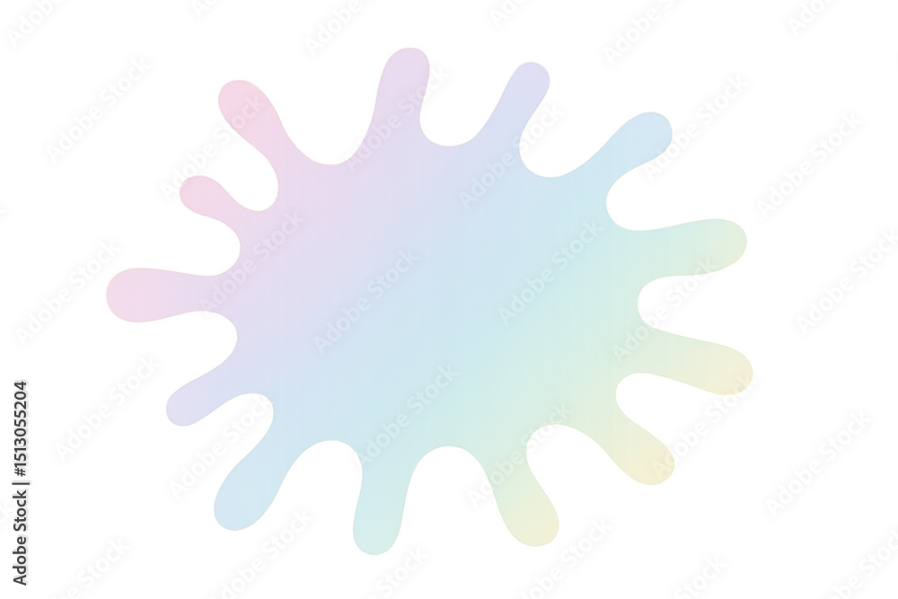 Poster iridescent inkblot with pastel rainbow gradient creating a vibrant and playful design element, isola