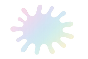Obraz premium Iridescent inkblot with pastel rainbow gradient creating a vibrant and playful design element, isolated on a transparent background
