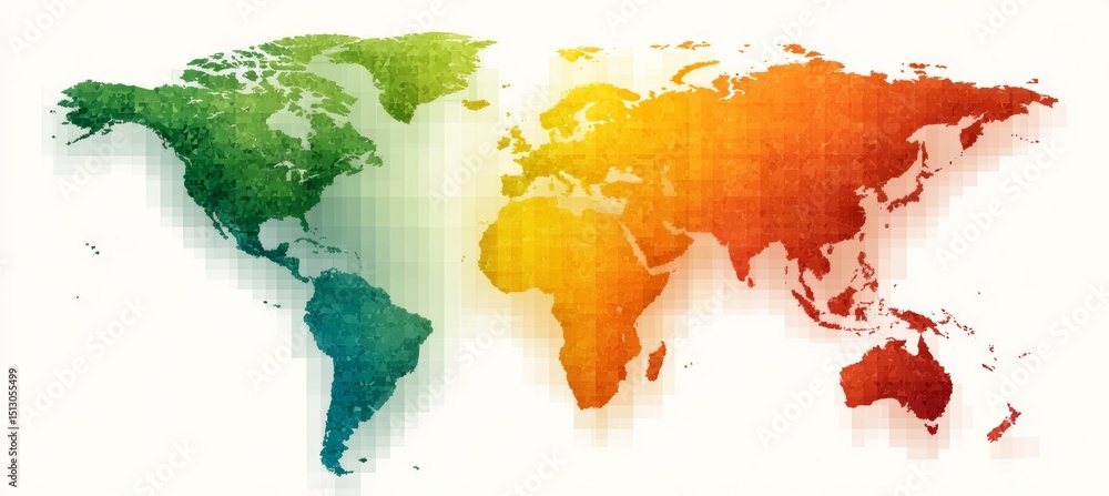 Poster world map with vibrant temperature colors. global earth atlas. generative ai technology.