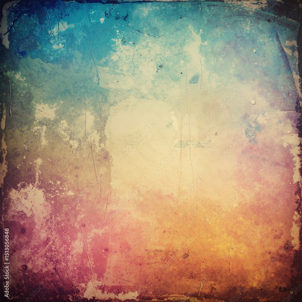 Poster a textured gray background featuring vibrant, colorful paint stains in various shapes and sizes, add