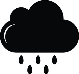 cloud and rain silhouette vector illustration icon on transparent background