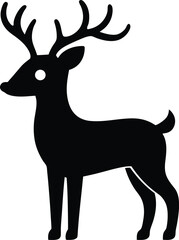 Christmas deer silhouette vector illustration icon on transparent background