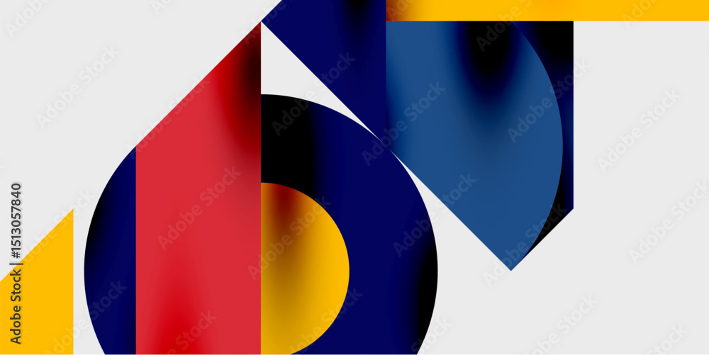 Aufkleber abstract composition. geometric shapes overlap, creating vibrant color blocks. bold design with yell