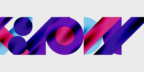 Abstract typography showcases vibrant WOW text. Overlapping shapes create dynamic, colorful visual impact. Modern design, bold letters.