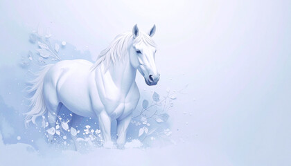 雪原に佇む馬,Generative AI,AI画像