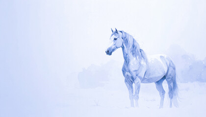 雪原に佇む馬,Generative AI,AI画像