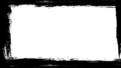Grunge frame isolated vector black borders of rectangular shape with scratched rough edges on white background. Grungy