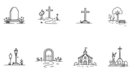 Fototapeta premium Cemetery Section Layout Top View Map