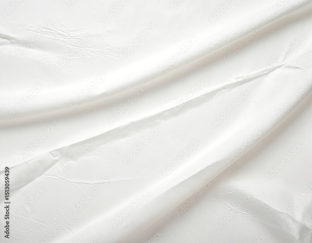 Poster a slightly crumpled white sheet of paper rests on a wooden surface, showcasing subtle folds and crea