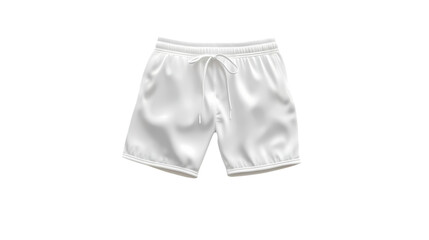 A pair of white athletic shorts with a drawstring waist isolated  in a studio shot isolated on transparent background