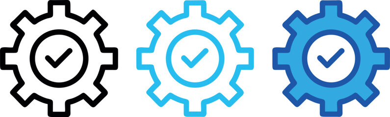 Gear with check mark icon and logo vector. Checkmark with a gear vector icon. © Backgrounds