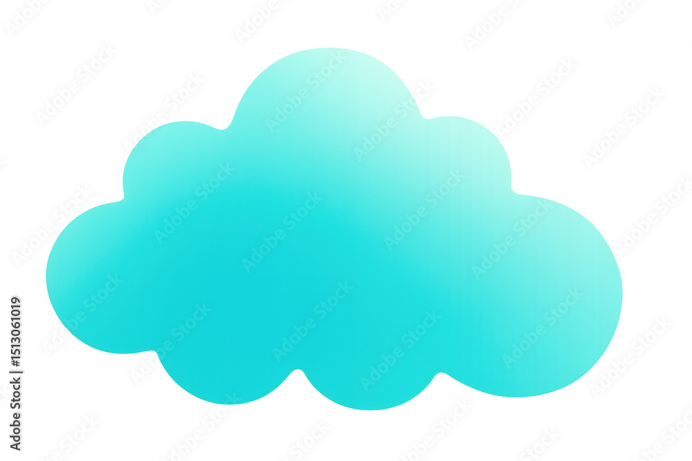 Poster Light blue cloud computing floating with transparent background representing data storage and online services